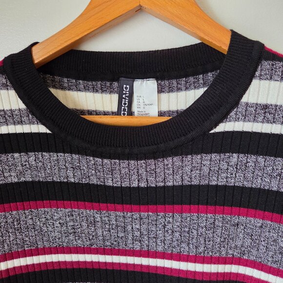 EUC H&M STRIPED CREW NECK RIBBED LONGSLEEVES TOP SIZE LARGE - Picture 9 of 14